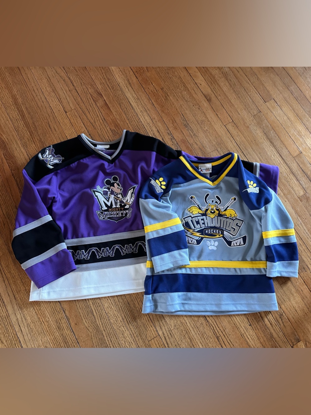 Pair of Disney themed hockey jerseys